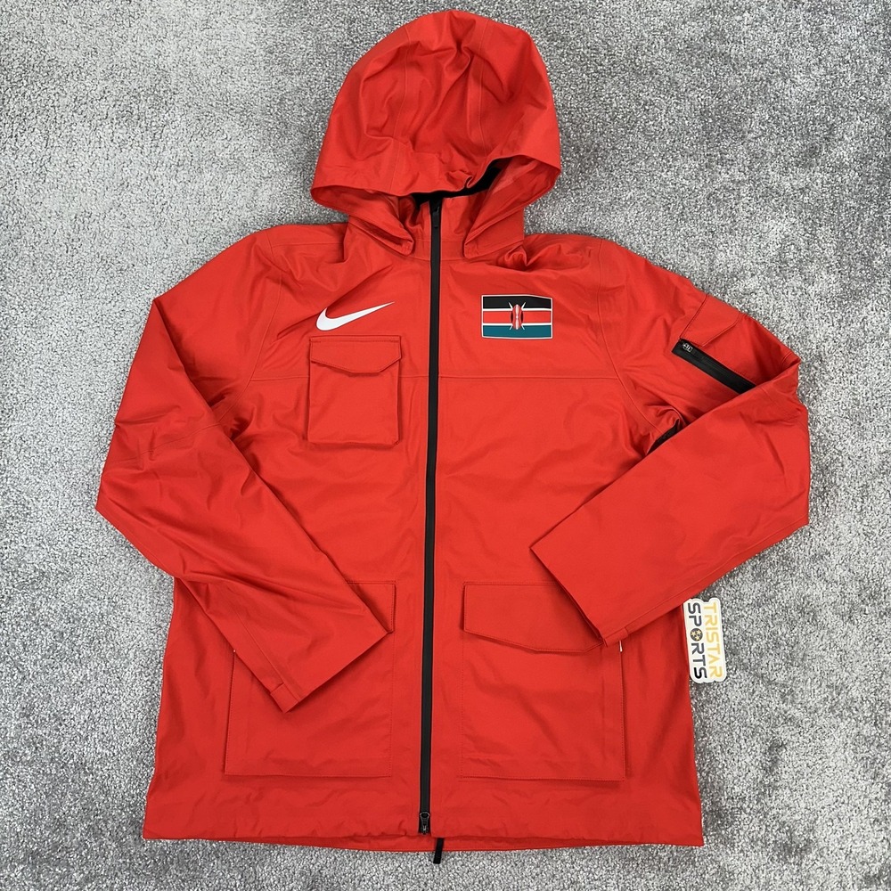 Kenya Jacket Mens Small Red Nike Pro Elite Storm-FIT ADV Hooded Running Full Zip